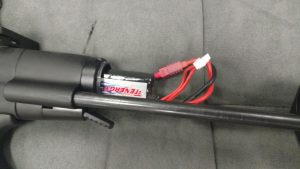 Tenergy 11.1v stick with Deans plug inserted in a Classic Army Nemesis tube